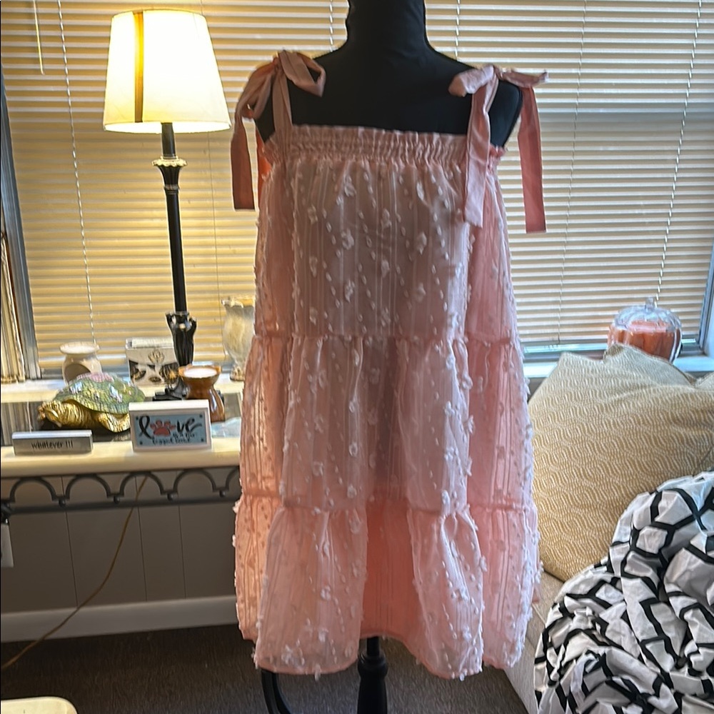 Umgee Pink Square Neck Sleeveless Sundress